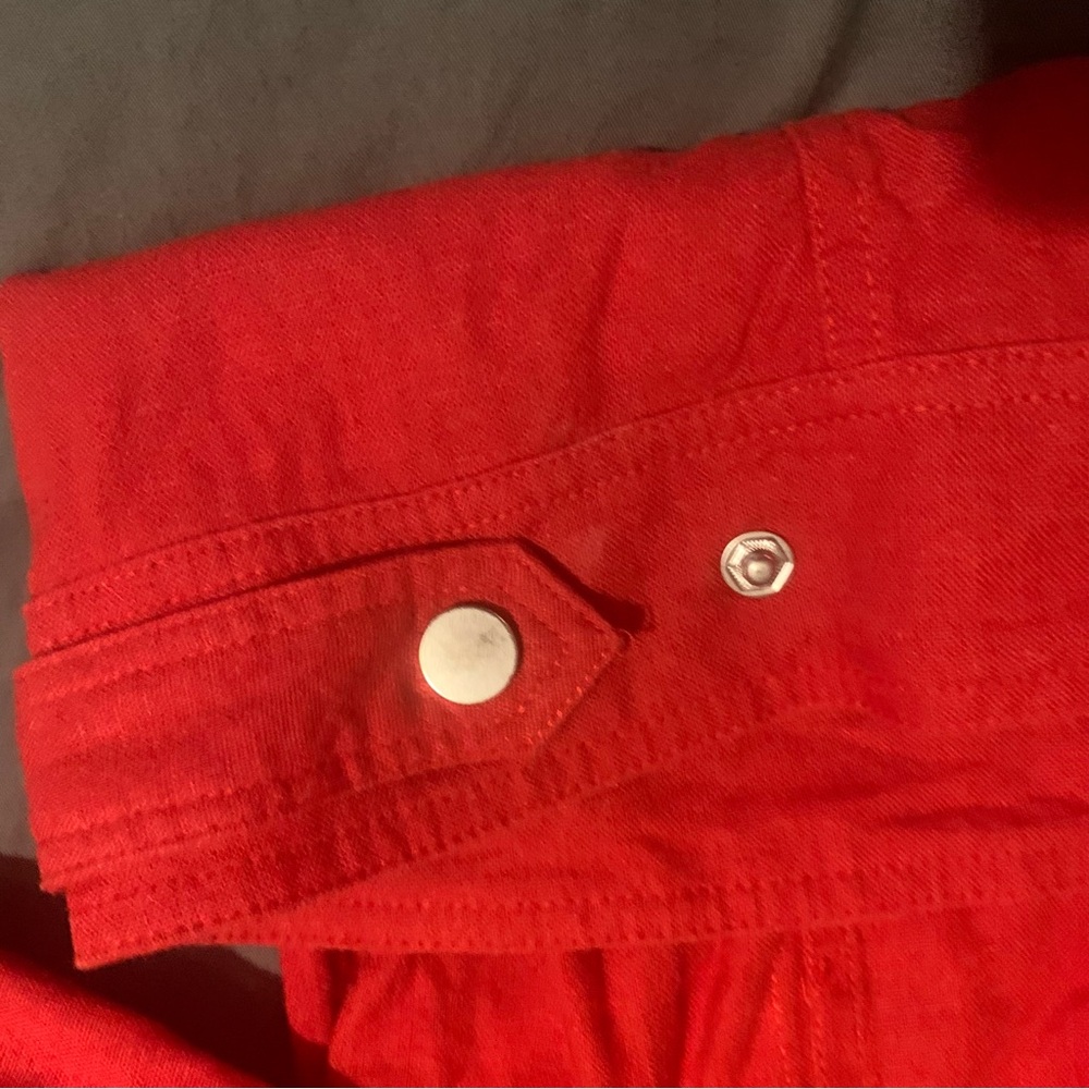 Rachel Zoe Red Zip-Up Linen Casual Utility Style Jacket Sz Large (never worn) - Picture 10 of 14